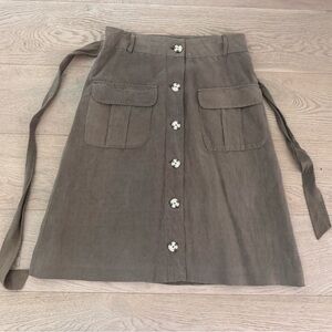 InWear silk/linen blend button down beige skirt size 8